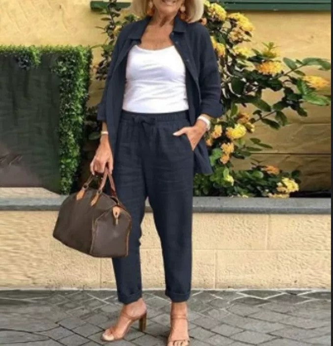 Nathalie — Ensemble Chemise & Pantalon Élégant et Polyvalent