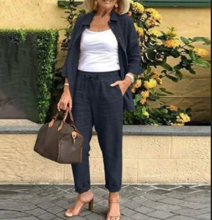 Nathalie — Ensemble Chemise & Pantalon Élégant et Polyvalent