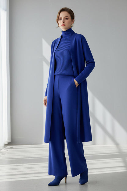 Françoise — Ensemble 3 Pièces avec Cardigan Long