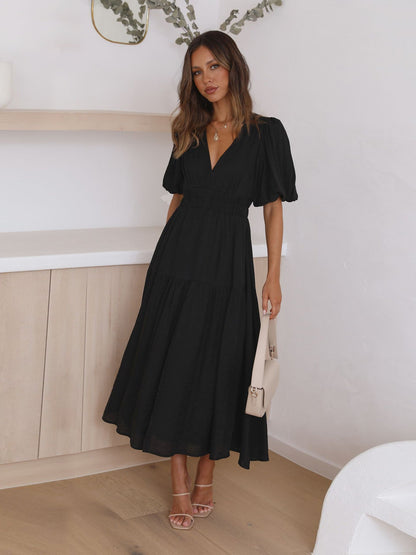 Jeanne — Robe longue bohème à manches bouffantes