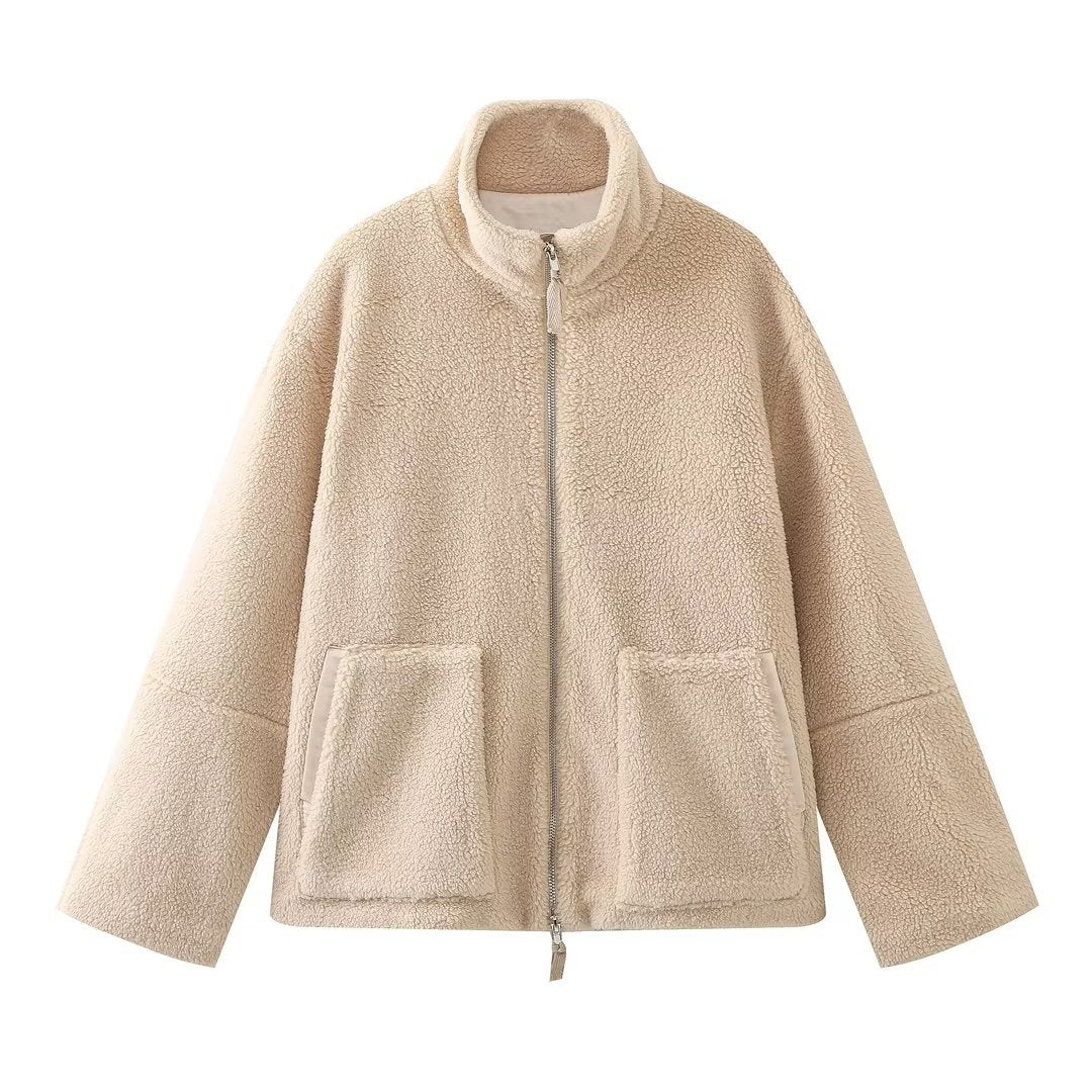 Sabrina — Manteau en laine d'agneau à col roulé