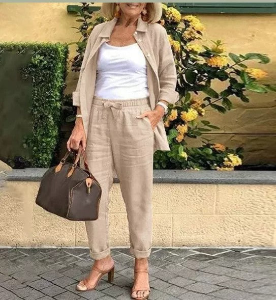 Nathalie — Ensemble Chemise & Pantalon Élégant et Polyvalent