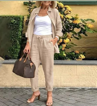 Nathalie — Ensemble Chemise & Pantalon Élégant et Polyvalent