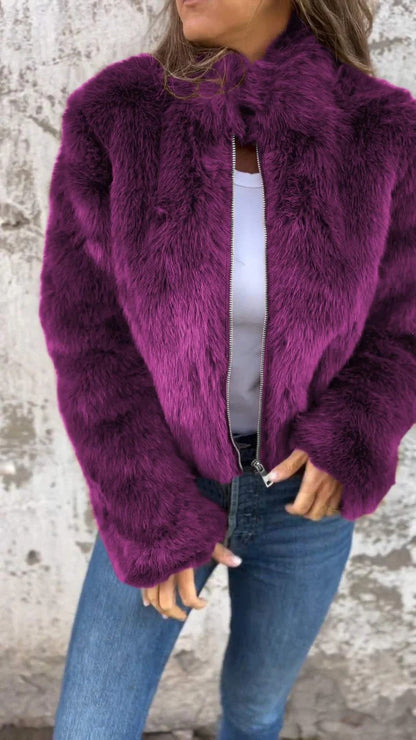 Hélène — Veste Élégante en Fausse Fourrure