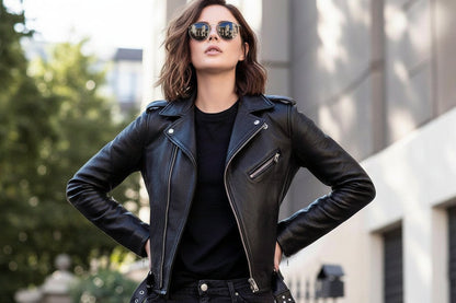 Jocelyne — Veste en cuir décontractée et résistante