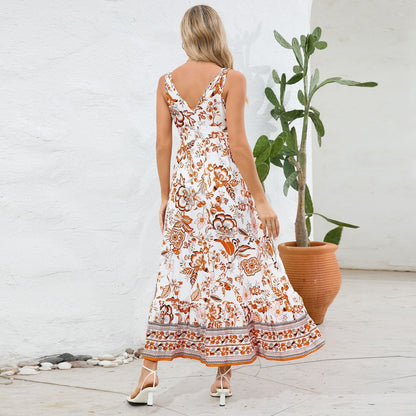 Olympe — Robe d'été longue à col en V