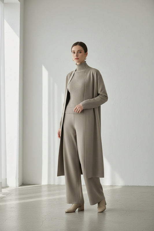 Françoise — Ensemble 3 Pièces avec Cardigan Long