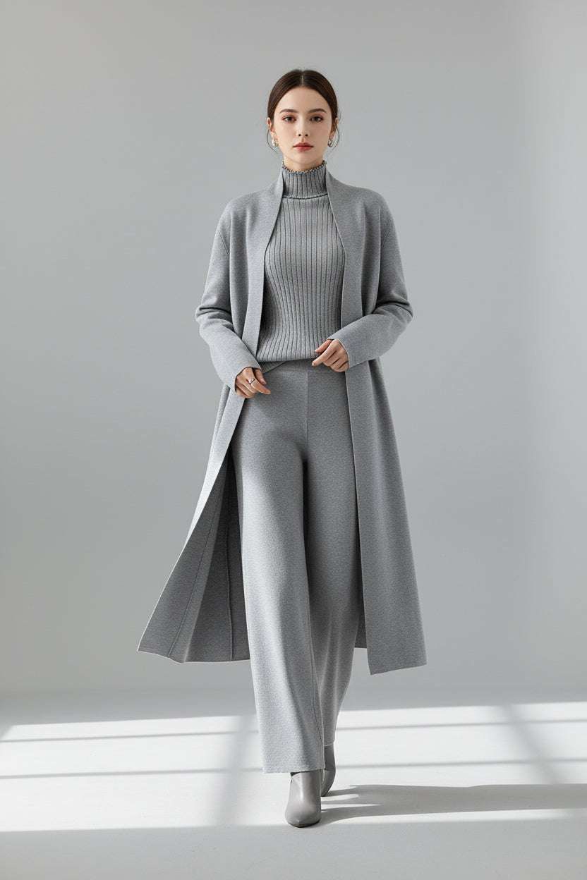 Françoise — Ensemble 3 Pièces avec Cardigan Long