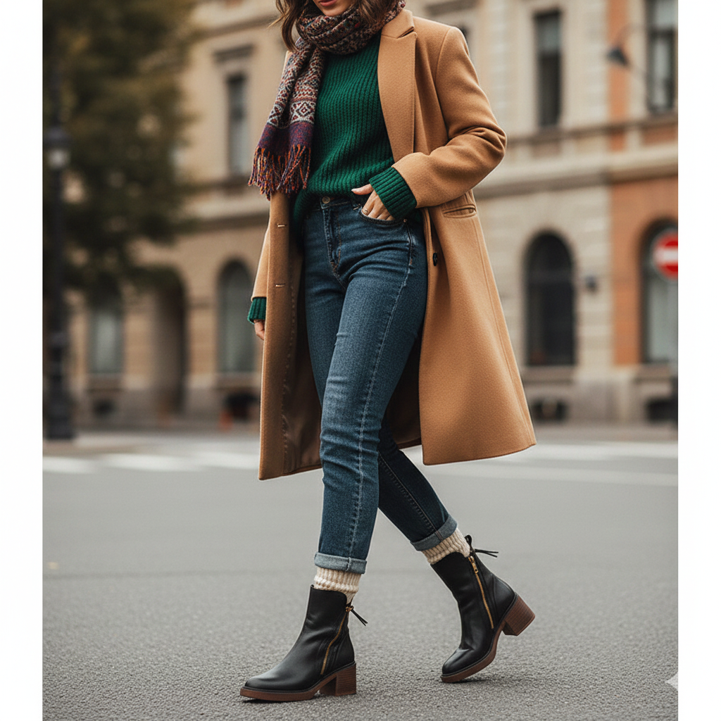 Lola — Botte en cuir noire avec un talon