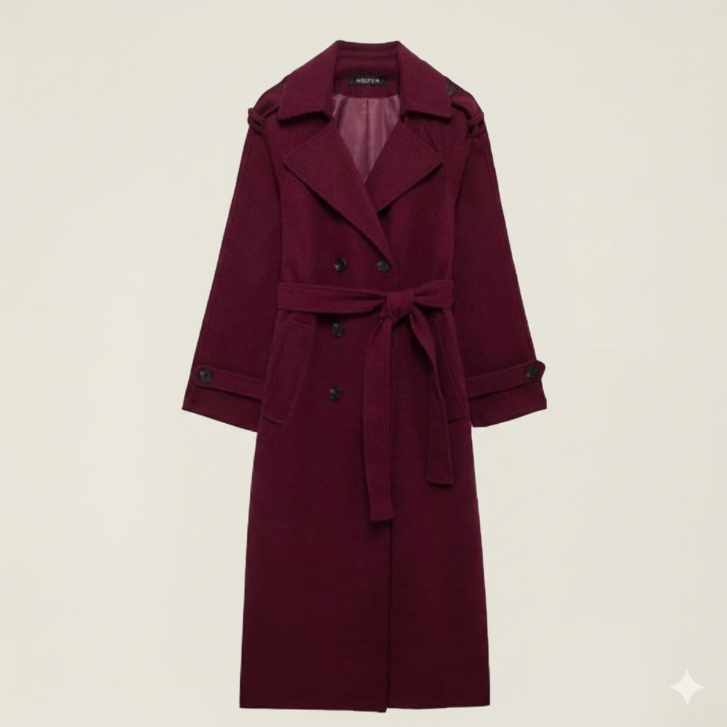 Évelyne — Manteau classique élégant rouge bordeau