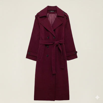 Évelyne — Manteau classique élégant rouge bordeau