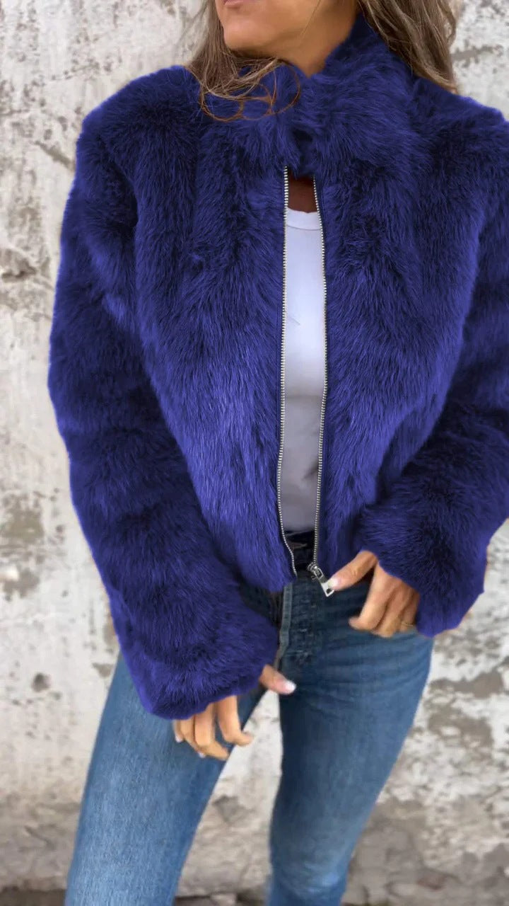 Hélène — Veste Élégante en Fausse Fourrure
