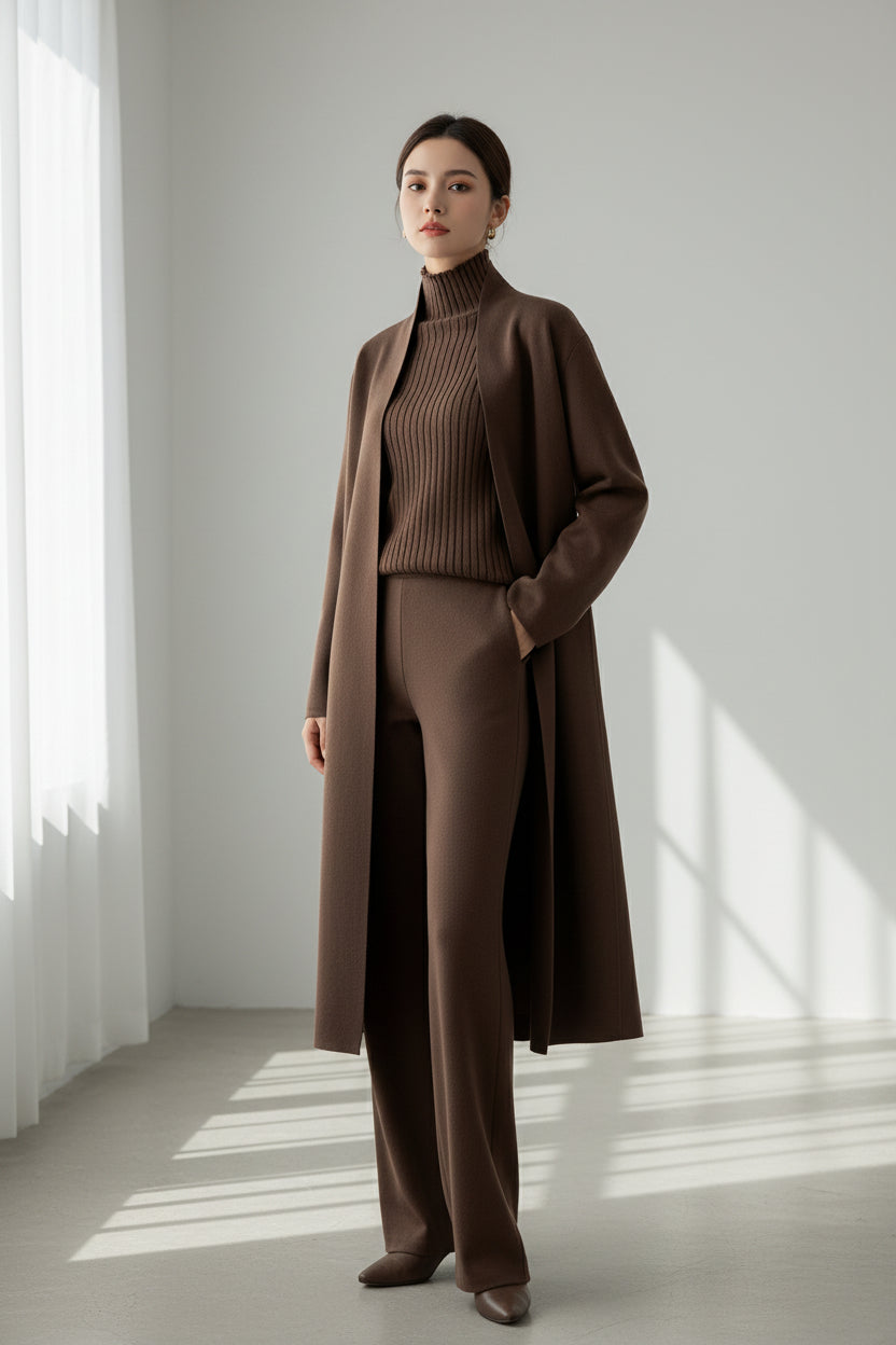 Françoise — Ensemble 3 Pièces avec Cardigan Long