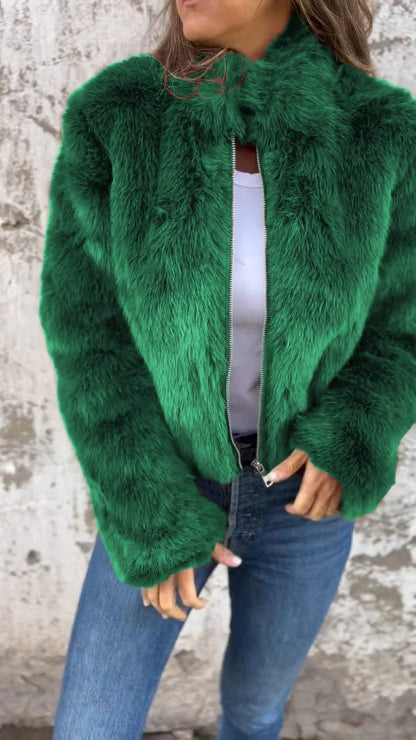 Hélène — Veste Élégante en Fausse Fourrure