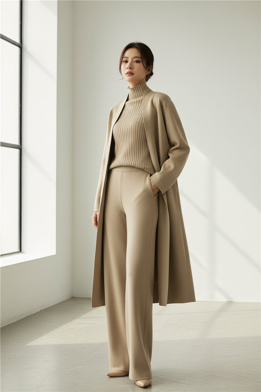 Françoise — Ensemble 3 Pièces avec Cardigan Long