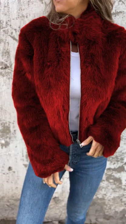 Hélène — Veste Élégante en Fausse Fourrure