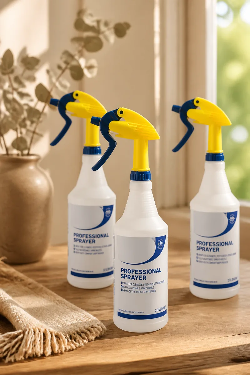 Reusable spray bottles with labels