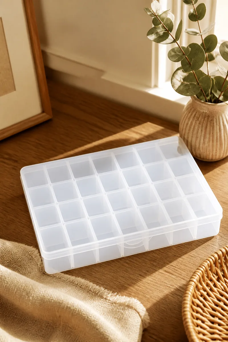 A bead organizer with compartments
