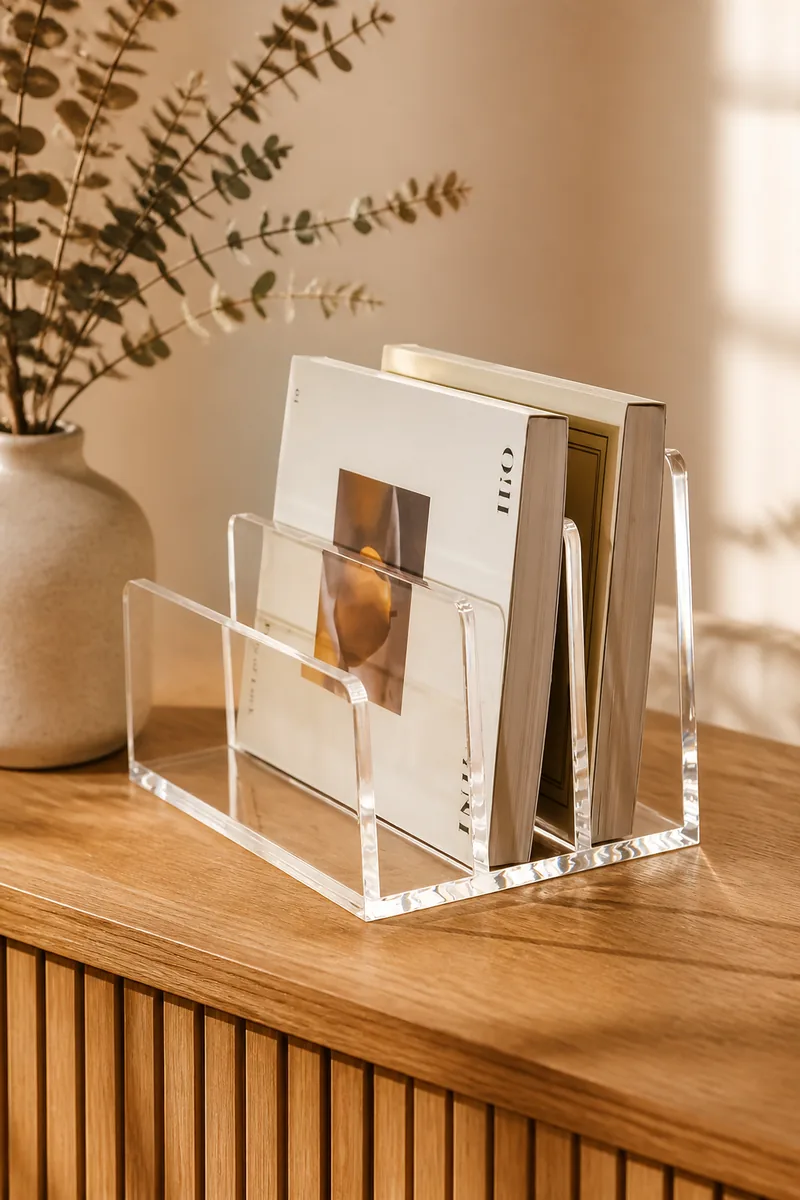 A mail organizer on an entry table