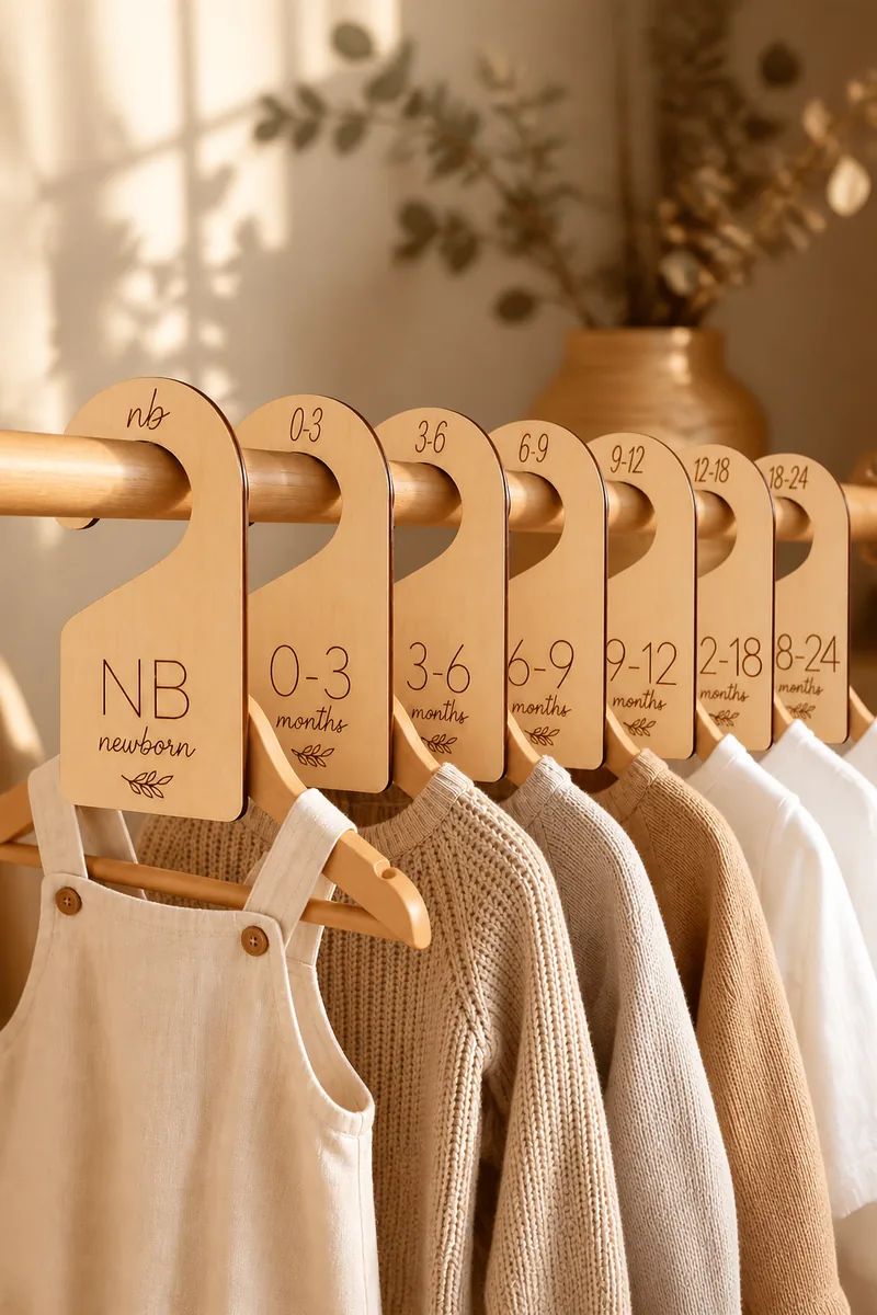 Closet dividers on a baby clothes rack