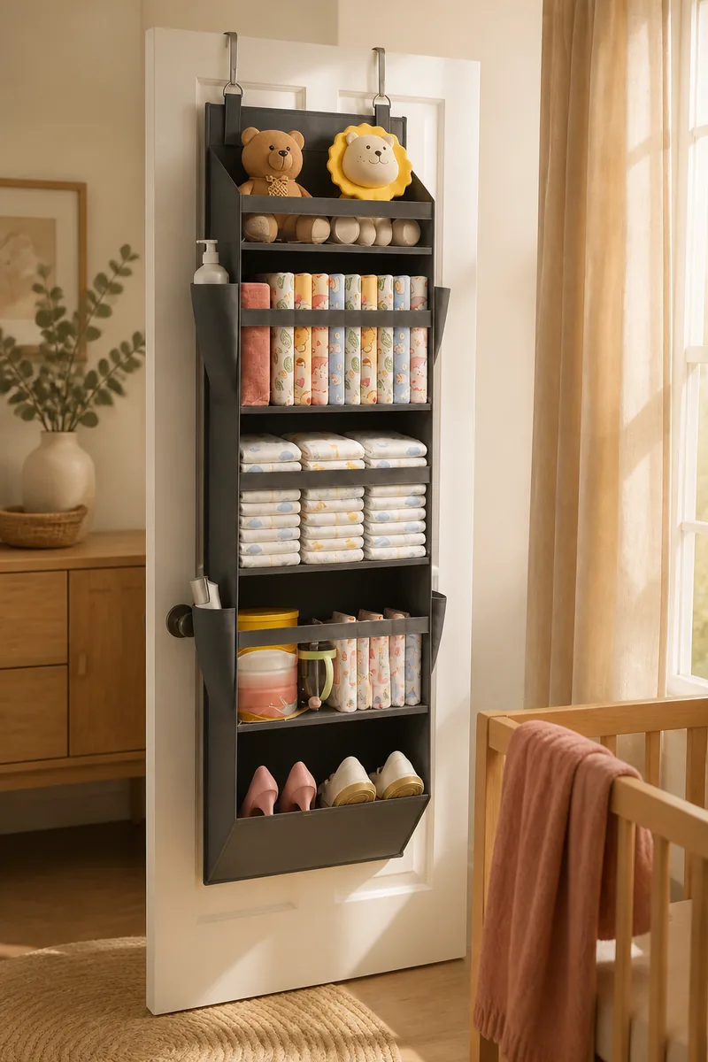 A hanging organizer in a nursery