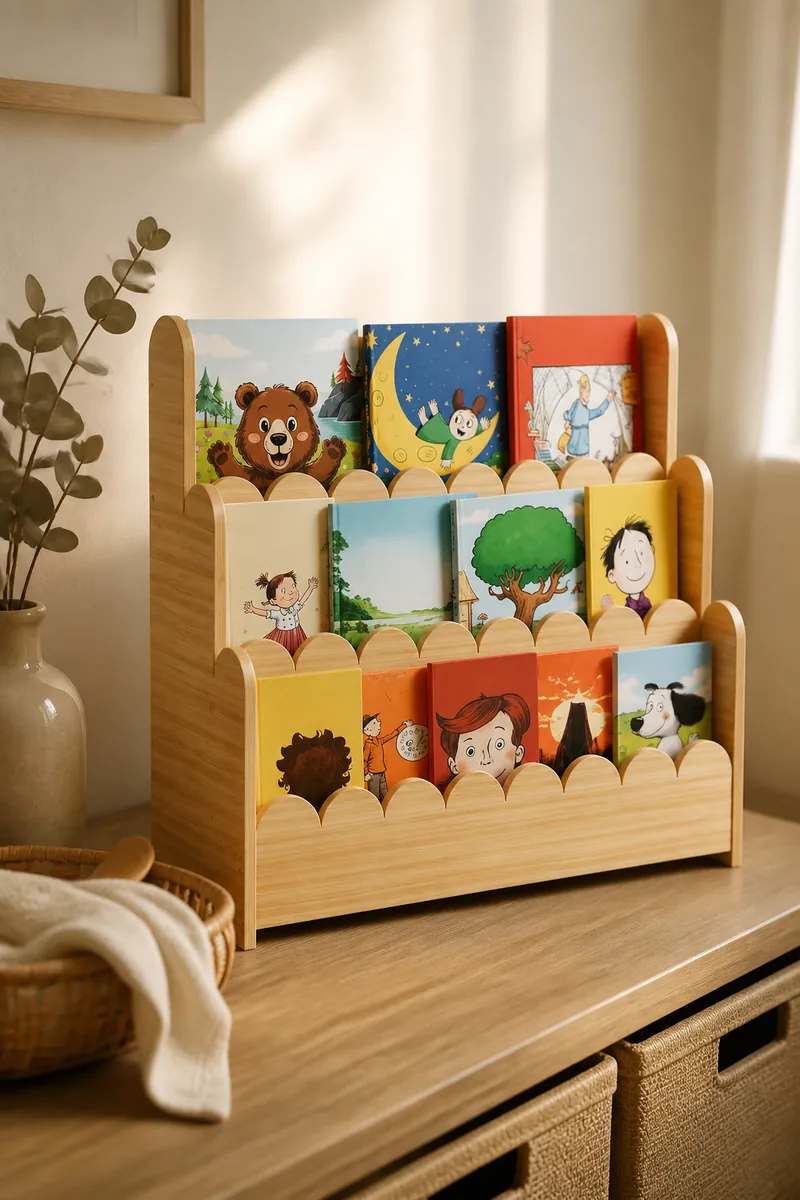 A small bookshelf in a nursery