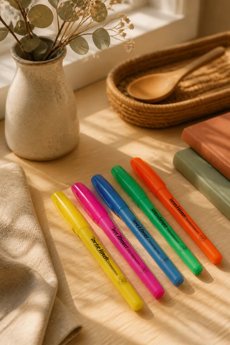 Highlighters on a study desk