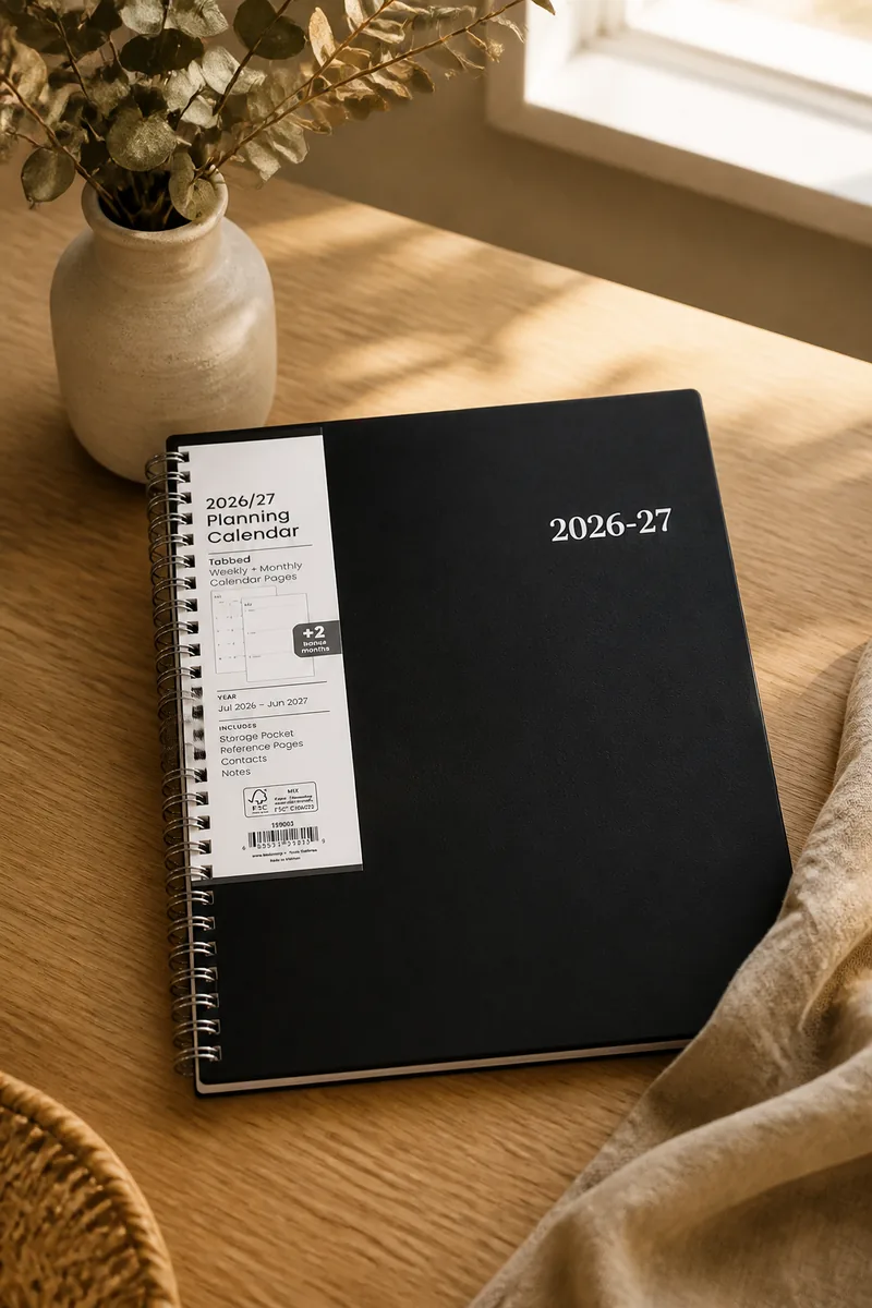 A student planner on a desk