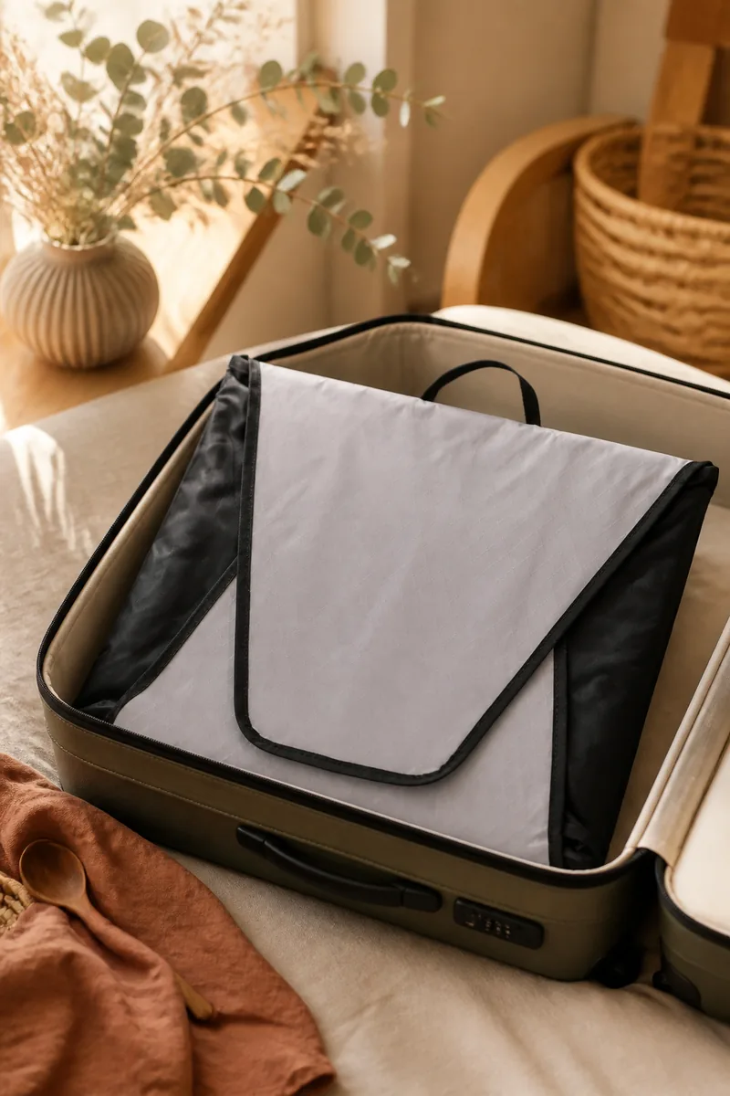 Packing folders in a suitcase